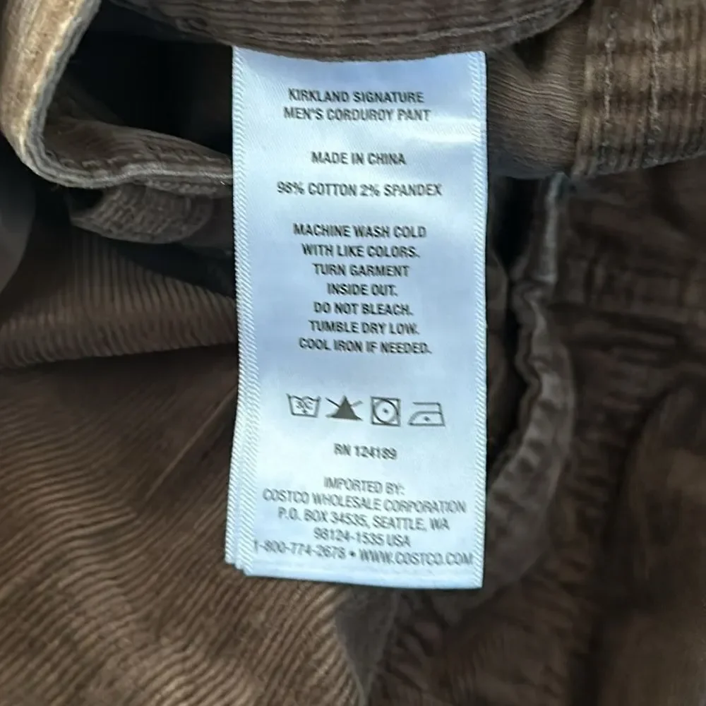 Kirkland Men’s Corduroy Pants Chocolate Brown Size 40x30 Casual Jeans Style